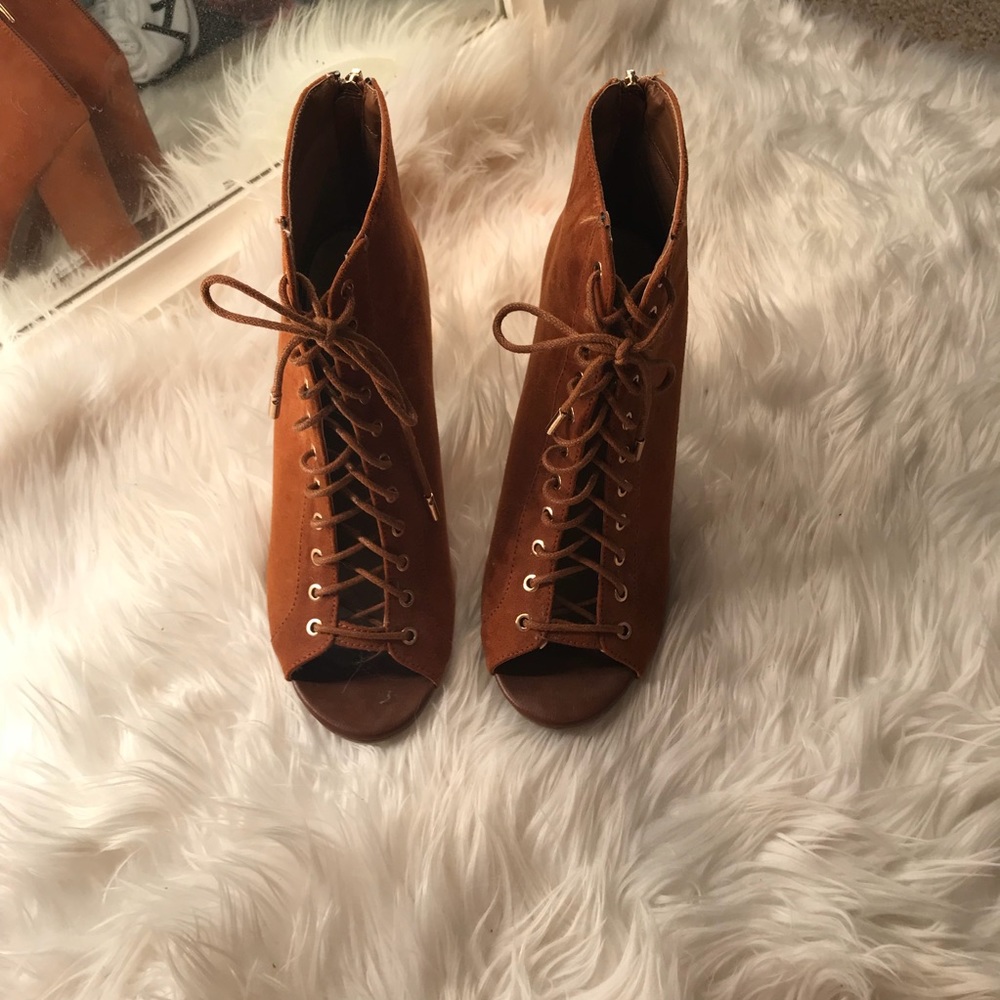 Brown lace up heels